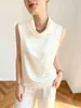 ¡Calidad Superior! Top sin mangas con cuello de acetato importado, Chaleco sedoso y único, Diseño ponible y atractivo para el verano