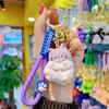 LLavero de gato gordo de resina de dibujos animados para mujer, lindo y exquisito llavero con cadena para teléfono móvil, muñeca, lindo llavero colgante para bolso