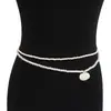 C0672 Cadena Corporal de Verano Transfronteriza Sexual para Vacaciones en la Playa con Perlas de Imitación y Conchas Cadena de Cintura Sencilla con Perlas de Arroz para Mujeres