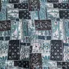 Tela Estampada de Algodón y Lino Estilo Étnico Raya Occidental Dragón Azul Estampado Tela Bohemia Cojín Mantel Falda de Lino