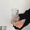 Copo Estilo Japonês Cortado e Gravado em Formato de Bala com Base Espessa, Copo de Destilados Starburst de Luxo Leve, Copo Gravado para Uso Doméstico, Copo para Licor