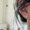 Pendientes de Estrella Doble de Cinco Puntas Chapados en Oro de 18 Quilates sobre Plata de Ley S925 para Mujer, Estilo Diario Simple y Elegante, Clavillos para Hélice de Oreja de Nicho, Pendientes, Accesorios para Orejas