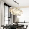 Candelabro Moderno Sencillo para Comedor, Nueva Lámpara Rectangular de Cristal, Lámpara Elegante y con Estilo para Barra de Casa
