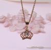 Collar elegante para mujer con colgante de corona, cadena de clavícula, oro rosa de 18 quilates, estilo japonés y coreano, elegante y corto.