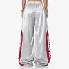 Pantalones de chándal de jazz callejero americano para hombre y mujer, pantalones holgados rectos de pierna ancha con estampado de letras, pantalones de baile hip-hop