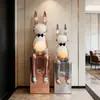Escultura de Arte de Vidrio Abstracta de Conejo Sentado de Orejas Largas para Vestíbulo de Villa, Hotel, Oficina de Ventas, Centro Comercial, Decoración Grande de Pie