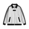 Sudadera cárdigan de algodón con tres rayas y media cremallera de marca de moda para otoño e invierno para hombre, chaqueta de color block con cuello camisero, chaqueta de manga larga para hombre
