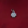 Colgante de Trébol de la Suerte de Plata de Ley S925 Pulsera de Cuerda Trenzada Hecha a Mano Charm