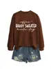 Suéter folgado cor de café Amazon Wish site independente casual simples feminino estiloso moletom outono e inverno