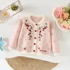 Conjunto de Suéter Infantil Outono Inverno Novo Fio Florido Bordado Tricô Cardigã Estilo Coreano Doce Renda Menina Bebê Princesa