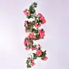 Simulação Rosa Flor Artificial Rattan Varanda Cesta Suspensa Cadeira Rattan Teto Decorativo Ar Condicionado Duto Flor Decorativa Rattan Cobertura Enrolamento