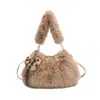 2026 Nuevo Otoño Invierno Linda Bolsa de Bollo de Gran Capacidad Peluda Bolsa de Felpa Esponjosa de Nicho Bolso de Hombro Único de Mano Cruzado para Mujer
