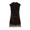 Exportación Transfronteriza Ropa de Mujer 2025 Nuevo Estilo Europeo y Americano Moda Encaje Empalmado Vestido de Terciopelo 8779664