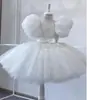 Falda de Año Nuevo 2025 Vestido de Niña de las Flores Boda Vestido para Niña Pequeña Vestido de Princesa con Mangas Abullonadas para Niños Disfraz de Anfitriona para Niñas