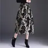 Falda de Línea A Estampada de Moda para Mujer Otoño/Invierno 2026 Nueva Falda de Cintura Alta Adelgazante de Longitud Media Elegante Falda de Botón para el Trabajo