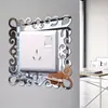 Encaje Cruzado Floral Acrílico Espejo de Interruptor Pegatina de Pared Sala de Estar Dormitorio Interruptor Decoración de Personalidad Decoración Autoadhesiva