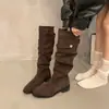 Botas de cowboy de cano alto femininas, estilo western, nicho, outono/inverno 2026, botas de cavaleiro, retrô, de salto bloco, cano até o joelho, novo estilo