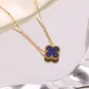 Acero de Titanio Chapado en Oro Transfronterizo Más Vendido Acero Inoxidable Pulsera, Collar, Anillo y Pendientes de Trébol de Cuatro Hojas Conjunto Fábrica al por Mayor