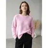 Moda Versátil Europeia e Americana Outono/Inverno 2026 Transfronteiriço Feminino Zíper Lateral Fenda Gola Redonda Suéter Malha Top