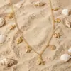 Colar Pingente Estrela do Mar e Concha Cruzada Europeu e Americano Mais Vendido para Mulheres, Corrente de Clavícula Versátil Estilo Férias na Praia de Verão