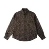 Estampado de leopardo, estilo old-money, camisa de corte relajado para hombres y mujeres, adecuada para primavera y otoño, casual retro americano, corte holgado, top versátil