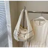Bolso de Mano Tejido Simple Estilo Coreano Literario para Mujer 2025 Verano Nuevo Retro Hueco con Letra Bolso de Hombro para Axila