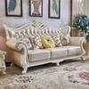 Sofá de estilo europeo, combinación de cuero genuino de primera capa, piel de vaca, ligero, de lujo, madera maciza, cuero, arte 123, pequeño apartamento, muebles en blanco perla
