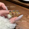 Anillo de Flor de Jade Espuma de Agua Natural al por Mayorista Fabricante con Incrustación de Plata S925, Moda Estilo Chino Nuevo Estilo Old Money para Mujeres