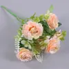 6 flores de hibisco artificiales, pequeño ramo de rosas, decoraciones de mesa para el hogar y hoteles, ramos de mano, flores artificiales para comercio transfronterizo
