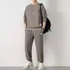 Waffkle terno Outono dos homens Novos Esportes Casuais Calças de manga comprida Duas peças Moda Marca Bonito terno Roupas