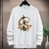 Sudadera Nueva para Hombre de Primavera y Otoño Pulóver de Tejido Compuesto para Hombre Cuello Redondo Holgada Talla Grande Deportiva Casual Dragón Chino Pesado