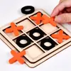 Tablero de ajedrez de madera interactivo para padres e hijos, ajedrez XO, juego Tic Tac Toe, desarrollo de inteligencia, juguete infantil, piezas de ajedrez