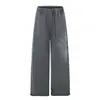 Pantalones de Chándal Casuales Holgados de Pierna Ancha para Hombre C1095 High Street Estilo Americano Retro Lavado con Diseño Estampado
