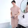 Nueva Bata de Baño Otoño e Invierno de Manga Larga que No Suelta Pelusa Absorbente de Agua Secado Rápido Bata de Baño para Hombre Estilo Toalla de Baño Bata de Baño para Hombre