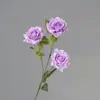 Buquê de Rosa de Três Cabeças Simulada Cappuccino Flor de Seda Flor Artificial Decoração Flor Artificial Arranjo Floral Único para Casa