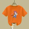2527# Camiseta de Algodón para Niña de Manga Corta Pequeña, Mediana y Grande Nueva de Verano para Niños Blusa de Media Manga para Niña Camiseta Base