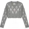 Moda Feminina Europeia e Americana Primavera 2026 Nova Roupa Feminina Estilo Ins Suéter Sexy Hot Girl Cropped Solto Tricô Vazado