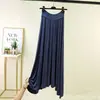 Saia Flare Nova de Modal Cintura Alta para Primavera e Verão, Saia Longa Feminina com Amarração, Saia Versátil de Comprimento Longo Estilo Japonês e Coreano