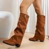 Botas de Pantalón de Pierna Alta de Talla Grande Transfronterizas para Mujer 2025 Otoño e Invierno Nuevas Botas de Moda Populares con Tacón Grueso