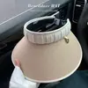 Sombrero de ala ancha con protección solar tipo chal para mujer, protección de verano, sombrero de sol de paja tejido con parte superior vacía, plegable
