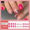 Parches para Manicura de Flor Rosa de Venta Caliente Transfronterizos, Uñas Postizas Cuadradas Cortas, Uñas Portátiles de Gama Alta al por Mayor