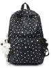 Mochila casual colorida com estampa de estrelas na cor creme para meninas, bolsa escolar fofa para alunos do ensino fundamental e médio para a escola e viagens de férias
