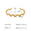 Pulsera Abierta Sencilla Fina con Diseño de Ola de Nicho Europeo y Americano, Brazalete de Textura Metálica de Lujo Ligero, Versátil Chapado en Oro de 18 Quilates