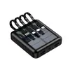 Batería externa solar exclusiva transfronteriza con cuatro cables incorporados, capacidad de 20000 mAh, fuente de alimentación móvil mini portátil, con impresión de logotipo