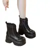 Sapatos casuais de couro de cano médio estilo retro Forrest Gump, tênis de treino alemão, sola grossa, aumento de altura, sapatos femininos 10cm, novo estilo plataforma para mulheres baixinhas