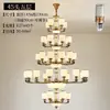 Novo lustre grande estilo chinês para vilas duplex, iluminação minimalista moderna para sala de jantar, sala de estar e mezanino em casas de construção própria