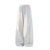 Pantalones deportivos de chándal grises jaspeados de corte diagonal bordados para hombre, otoño, peso pesado, deconstruidos, empalmados, pierna recta holgada, pantalones de pierna curva