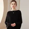 Suéter Morcego de Caxemira para Mulheres, Comprimento Médio, Caimento Solto, Tamanho Grande, Estilo Único, Suéter de Tricô de Caxemira, Casaco de Manga Longa