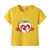 Camiseta de manga corta para niño, algodón puro, verano 2023, nueva camiseta de dibujos animados para niño, camiseta holgada de cuello redondo y media manga.