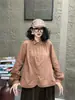 Camisa casual de algodón de gasa de doble capa, color liso, manga larga, solapa artística, nuevo estilo de otoño, corte holgado, estiliza y es versátil